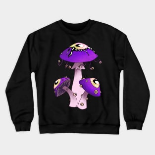 Amethyst purple Dreamcore mushrooms with eyes Crewneck Sweatshirt